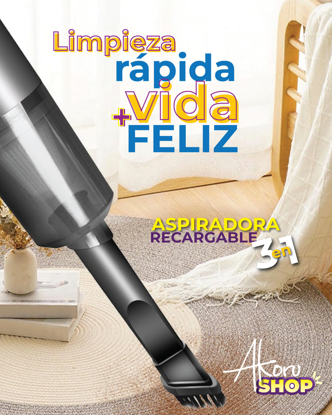 Mini Aspiradora 3 en 1 ¡Limpieza instantánea en cualquier lugar! 💯 RECARGABLE 3 en 1