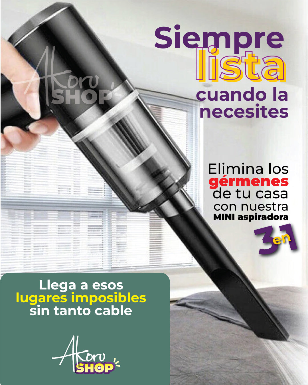 Mini Aspiradora 3 en 1 ¡Limpieza instantánea en cualquier lugar! 💯 RECARGABLE 3 en 1